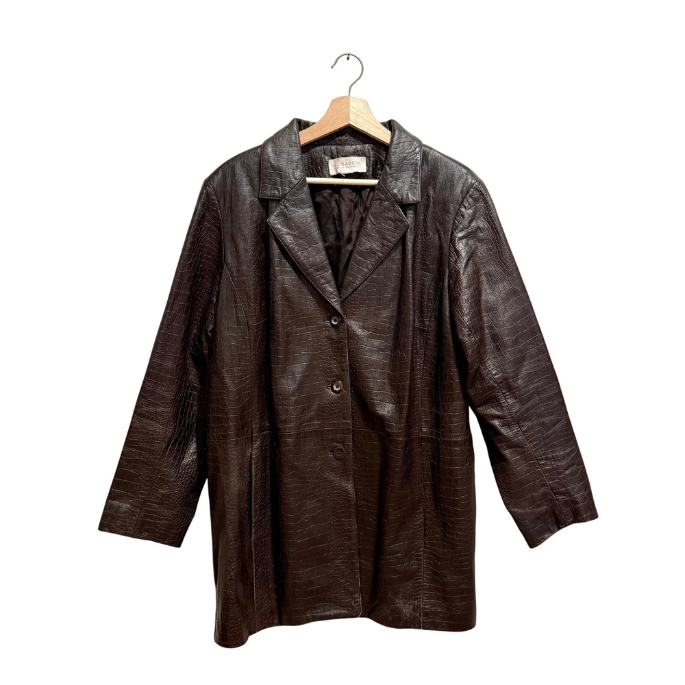 Vintage 90's Liz Claiborne Crocodile Embossed Leather Blazer‎ Jacket